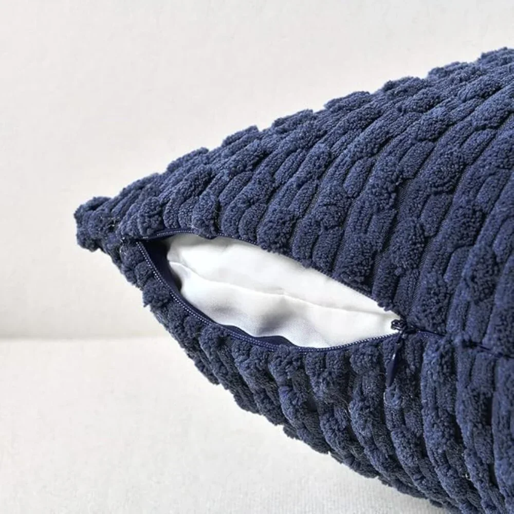Navy Blue Decorative Throw Pillow Covers 18x18 Inch Modern Farmhouse Boho